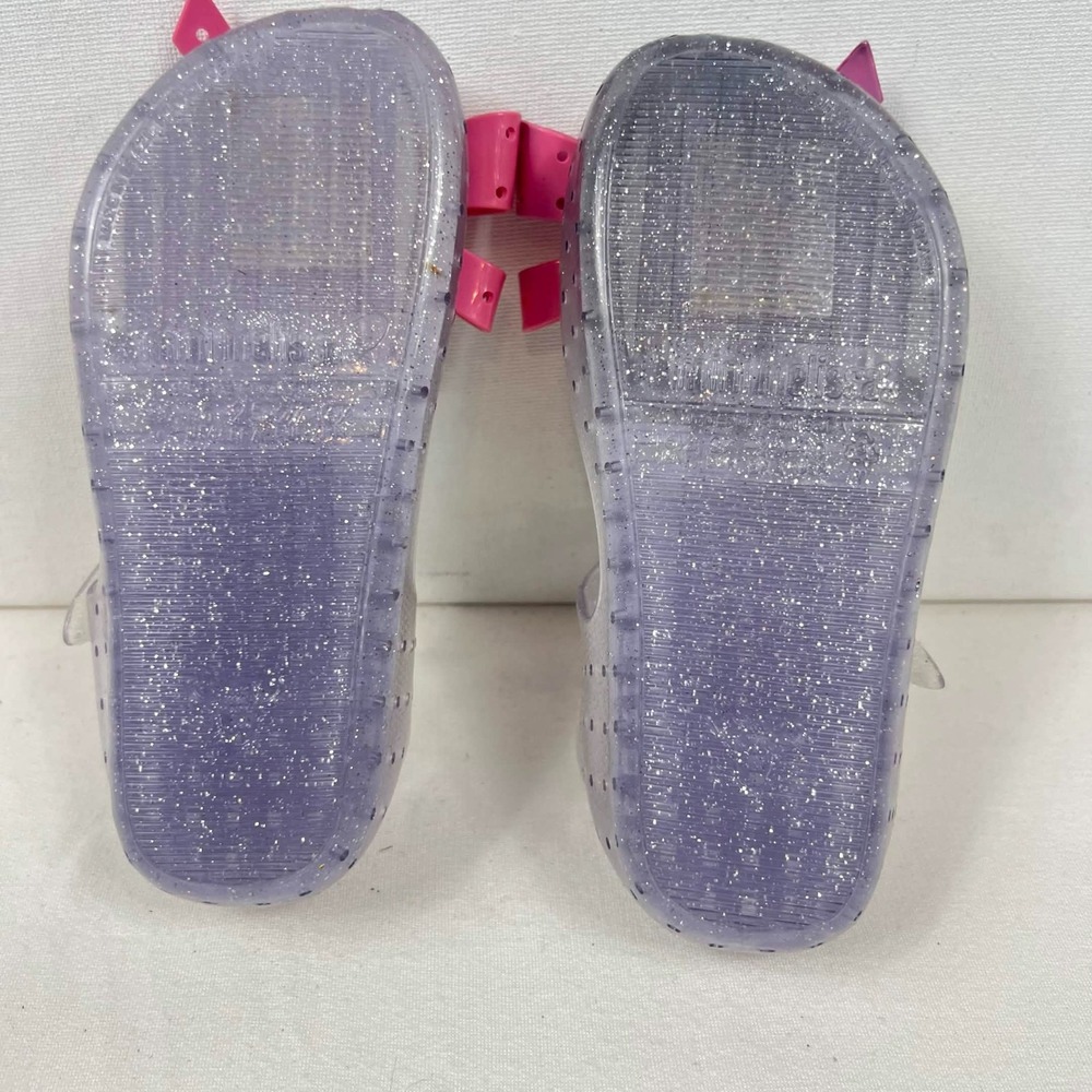 EUC Mini Melissa Ultragirl Bow Glitter Clear Pink Mary Jane Shoes Kids Sz 10 - Picture 15 of 15